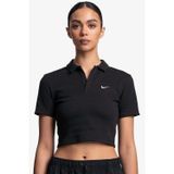 Nike Essential Swoosh Short Sleeve Polo Top Black Kadın Slim Fit Crop Polo Yaka Tişört Siyah