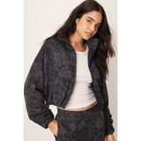 Nike Full Zip Jacquard Print Track Oversize Jacket Kadın Oversize Jakarlı Baskılı Kısa Spor Ceket Siyah - M