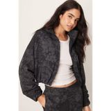 Nike Full Zip Jacquard Print Track Oversize Jacket Kadın Oversize Jakarlı Baskılı Kısa Spor Ceket Siyah
