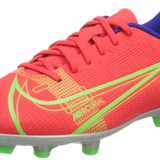 Nike Genç Jr Vapor 14 Club Fg/Mg futbol ayakkabısı, Parlak Kızıl Metalik Gümüş İndigo Burst Beyaz Rage Green, 38 EU