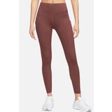 Nike Go Therma Fit Firm Support High Waisted 7/8 With Pockets Training Kadın Lazer Kesim 6 Cepli Toparlayıcı Tayt Kahverengi