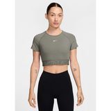 Nike Gri Kadın Yuvarlak Yaka Regular Fit Baskılı T-Shirt HM6369-320 W NP DF SS CROP TOP TT G