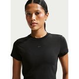 Nike HF9538-010 W NSW NK CHLL KNT CRP Siyah Bisiklet Yaka Düz Kadın T-Shirt