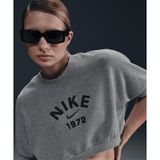 Nike HJ0224-091 Sportswear Collection Short-Sleeve Fleece Crew-Neck Top Gri Kadın T-Shirt