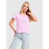 Nike HV4994-621 W NSW RIB TGHT SS TEE Pembe Yuvarlak Yaka Düz Kadın T-Shirt