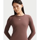 Nike IH7691-502 Kahverengi Sportswear Tight Long-Sleeve Ribbed Kadın Sweatshirt