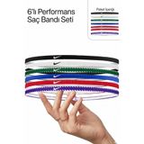 Nike İnce Sporcu Saç Bandı 6'li Paket Set - Kaymaz Silikonlu Tenis, Fitness ve Koşu Bandı