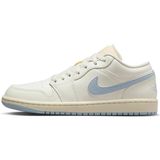 Nike Jordan 1 Low Leather Womens Sneaker Hakiki Deri Kadın Günlük Spor Ayakkabı Krem-Mavi