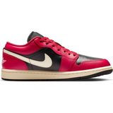 Nike Jordan 1 Low Leather Womens Sneaker Hakiki Deri Kadın Günlük Spor Ayakkabı Siyah Kırmızı - Siyah - Kırmızı