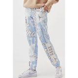 Nike Jordan Fleece Allover Printed Loose Fit Pants Kadın Bol Kesim Eşofman Altı Mavi - Mavi - Beyaz