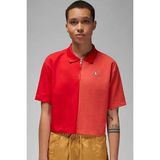 Nike Jordan Flight Loose Fit 1/4 Zip T-Shirt Kadın 1/4 Fermuar Gömlek Yakalı Bol Kalıp Kısa Tişört Kırmızı
