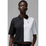 Nike Jordan Flight Loose Fit 1/4 Zip T-Shirt Kadın 1/4 Fermuar Gömlek Yakalı Bol Kalıp Kısa Tişört Siyah Beyaz - Siyah - Beyaz