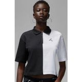 Nike Jordan Flight Loose Fit 1/4 Zip T-shirt Kadın 1/4 Fermuar Gömlek Yakalı Bol Kalıp Kısa Tişört Siyah Beyaz