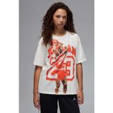 Nike Jordan Graphic 40 Loose Fit Womens Tee Grafik Baskılı Bol Kesim Pamuklu Kadın Tişört Krem
