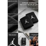 Nike Jordan Jumpman Siyah Geniş Spor Bileklik Çifti - Orijinal Kutulu Havlu Doku Basketbol El Bilekliği (Maksimum Ter Emici)