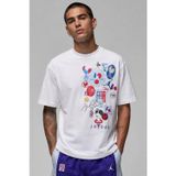 Nike Jordan SportX Federation Française de Basketball Oversize Short Sleeve Mens Tee Bol Kesim Erkek Günlük Tişört Beyaz