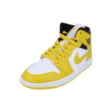 Nike Kadın Air Jordan 1 Mid Spor Ayakkabı, Beyaz Canlı Kükürt Siyah 170 | Günlük Ayakkabılar