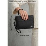 Nike Kadın Siyah Bölmeli Kumaş El Çantası Bilek Askılı 21x14 cm