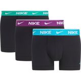 Nike Logolu Elastik Bantlı Boxer 3'lü Paket, S, 0000KE1008, Renkli Bantlı, erkek