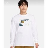 Nike Long Sleeve White Cotton Graphic Print T-Shirt Beyaz Erkek Uzun Kollu T-Shirt FJ1077-100 - XL