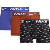 Nike Marka Logolu Elastik Bel Bantlı Günlük Kullanıma Uygun Mavi-Kahverengi-Siyah Boxer, S, 000PKE1156, Mavi-Kahverengi-Siyah, erkek