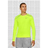 Nike Men's Long Sleeve Dry Miler Running Shirt Uzun Kollu Erkek Koşu Üstü Tişörtü Sarı - XL