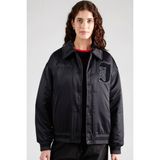 Nike Michael Jordan Varsity Loose Fit Bomber Ceket Kadın Siyah Rüzgara Dayanıklı Polyester Kumaş - XS