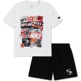 Nike Nıke Rwb Collage Tee Terry Short Set Erkek Çocuk Tişört-Şort Takım 8Q1426 - 3 - 4 Yaş - 001-Beyaz