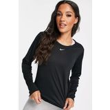 Nike One Dri Fit Pacer Crew T-shirt Body Uzun Kollu Body Antrenman Üstü Siyah