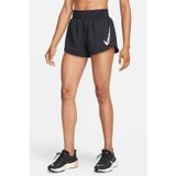Nike One Swoosh Dri Fit MR Loose Fit Womens Running Short Slip Astarlı Bol Kesim Kadın Koşu Antreman Şortu Siyah
