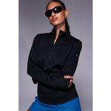Nike One Training Dri Fit Half Zip Midlayer Long Sleeve Top Kadın 1/2 Fermuar Ligralı Kalın Sweatshirt Siyah