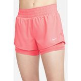 Nike One Training Dri Fit High Rise 3 inch 2 in 1 Short Kadın Yüksek Bel Bol Kesim 3 Cepli Taytlı Şort Pembe