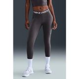 Nike Pro 365 Dri Fit Training Legging Tight Fit Thunder Grey White Kadın File Panelli Spor Tayt Füme