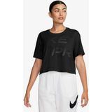 Nike Pro Dri-Fit Graphics Kadın Tişört XS Siyah Kısa Kol Cropped Tasarım Spor ve Günlük Kullanım