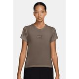 Nike Slim Phoenix Womens Brown Tshirt Kısa Kollu Kadın Tişört Kahverengi - XS