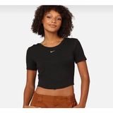 Nike Sportswear Chill Knit Sıkı Kesimli Yuvarlak Sırtlı Kısa Kollu Mini Fitilli Siyah Kadın T-Shirt