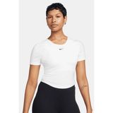 Nike Sportswear Chill Knit Tight Fit T-Shirt Kadın Mini Fitilli Sıkı Kesim Yuvarlak Sırtlı Tişört Kırık Beyaz