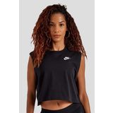 Nike Sportswear Club Women's Sleeveless Cropped Top Kadın Crop Kolsuz Tişört Siyah