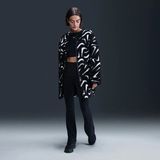 Nike Sportswear Cozy Long-Haired All-Over Swoosh Logo Lined Loose Full-Zip Kadın CEKET-FV8025-010 - Siyah - Beyaz
