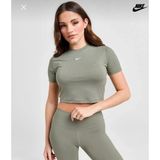 Nike Sportswear Essential Slim-Fit Cropped Short-Sleeve Yeşil Kadın T-Shirt FB2873-320