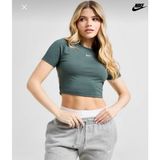Nike Sportswear Essential Slim-Fit Cropped Short-Sleeve Yeşil Kadın T-Shirt FB2873-338
