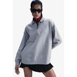 Nike Sportswear Fleece 1/4 Zipped Oversized Sweatshirt Kadın Oversize 1/4 Fermuarlı Sweatshirt Gri