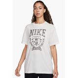 Nike Sportswear Fleece Boyfriend Short Sleeve Pamuklu Bol Kesim Kadın Tişört Krem
