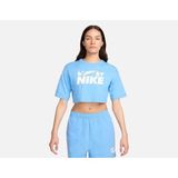 Nike Sportswear Gel Wide Cut & Off Shoulder Cropped Short-Sleeve Mavi Kadın T-Shirt FZ4635-412