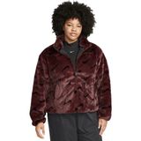 Nike Sportswear Loose Fit Printed Faux Fur Jackret Geniş Kalıp Suni Kürk Kadın Ceket Bordo - XL