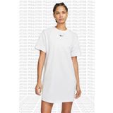 Nike Sportswear Organic Cotton Short Sleve Dress Nakış Swooslu Beyaz Elbise
