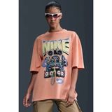 Nike Sportswear Oversize Ss Womens Tee Grafik Baskılı Bol Kesim Kadın Tişört Turuncu