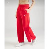 Nike Sportswear Phoenix Fleece High-Waisted Wide Oversize Ispanyol Paça Kırmızı Kadın Eşofman Altı - XS