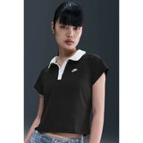 Nike Sportswear Retro Polo Slim Fit T-Shirt Kadın Ince Dokulu Kısa Kesim Polo Yaka Tişört Siyah