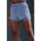 Nike Swift Dri Fit Mid Rise 4" 2IN1 Running Short Kadın 4" Taytlı Koşu Şortu Mavi